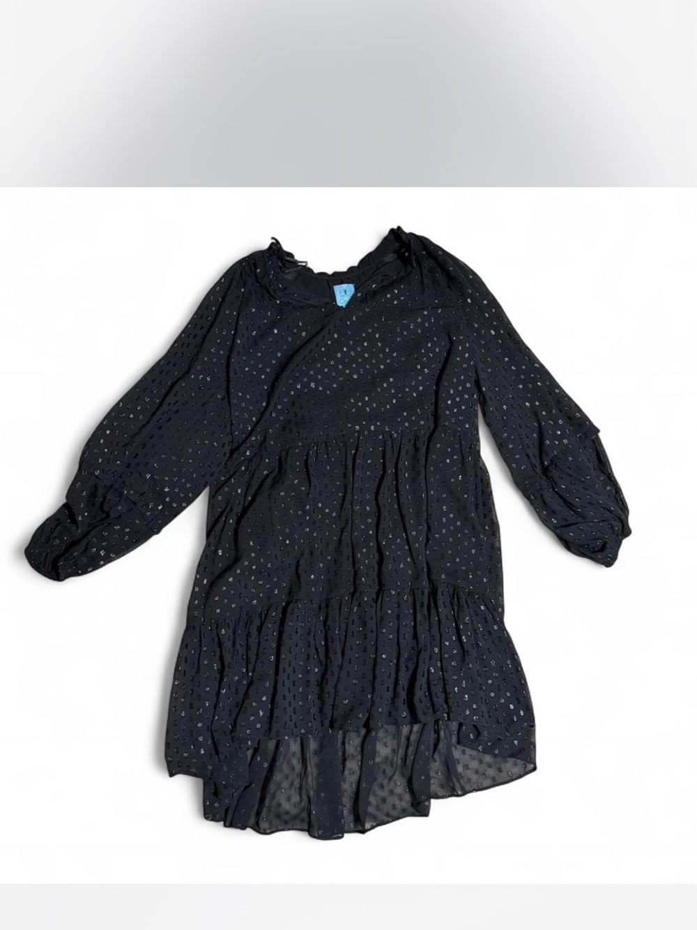 CeCe Black Embellished Eyelet Dress